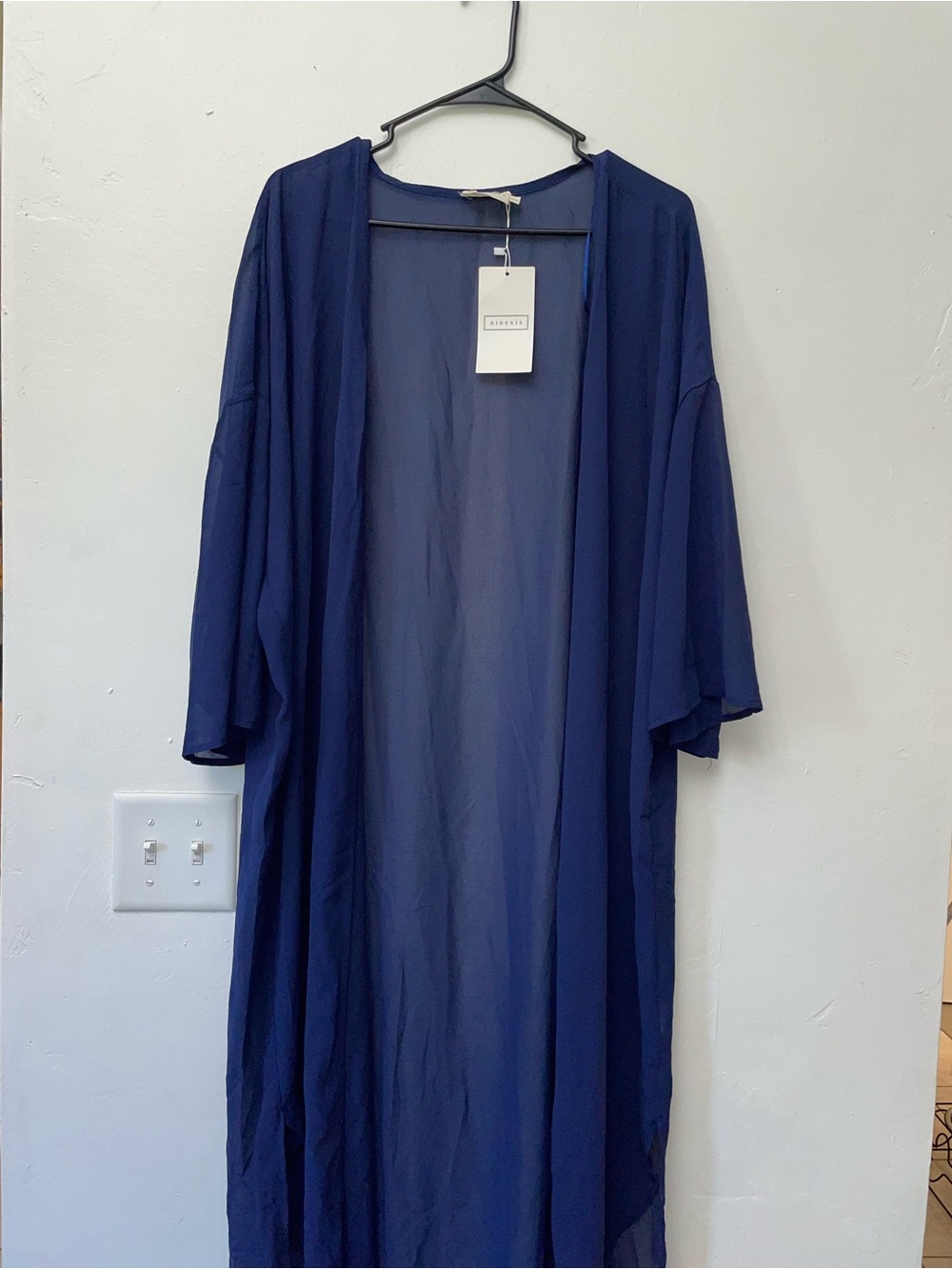 NWT Ninexis Blue Sheer Kimono Cardigan Cover Up S/M - Picture 4 of 4